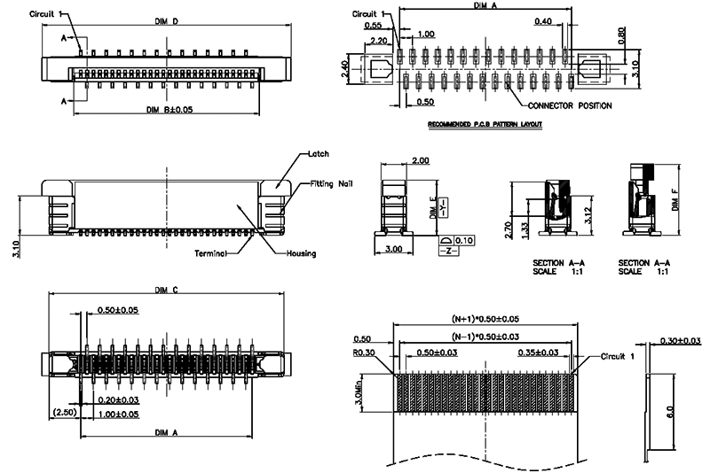 1226-xx-01A (AF3ExxL*S0T10_Q0Q1) :     FPC/FFC,   ,  (SMD) ,  0.5 