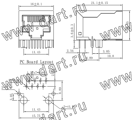 Модульные разъемы, Серия RJ45 со встроенными фильтрами, SK02-110019NL