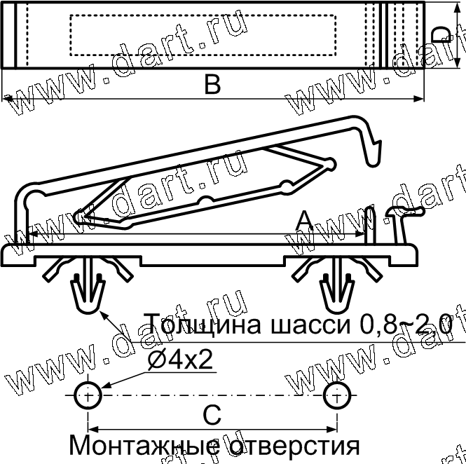 Зажимы для плоского шлейфа с фиксацией в панель на защелке