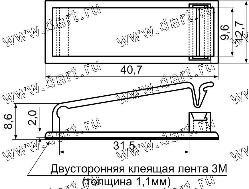 Зажимы для плоского шлейфа с самоклеящейся площадкой