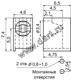 Угловые держатели одного круглого 3мм светодиода на плату