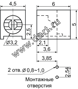 Угловые держатели одного круглого 3мм светодиода на плату
