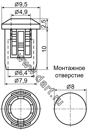 LED5: серия держателей круглых 5мм светодиодов на корпус