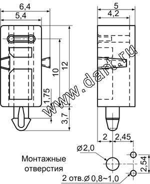 Угловые держатели одного круглого 5мм светодиода на плату