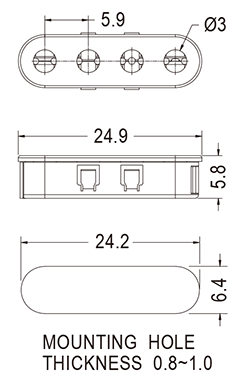 LED3-14-4S: серия держателей круглых 3мм светодиодов на корпус