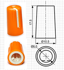 Ручки пластиковые для потенциометров серии BLKN10.5x18-F6