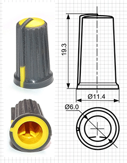 Ручки пластиковые для потенциометров серии BLKN11.5x19-F6