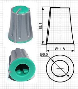 Ручки пластиковые для потенциометров серии BLKN12x15-F6