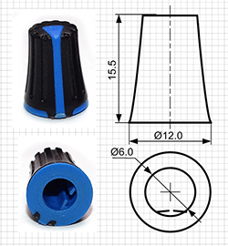 Ручки пластиковые для потенциометров серии BLKN12x15.5-F6