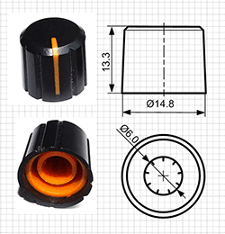 Ручки пластиковые для потенциометров серии BLKN14.7x13-D6
