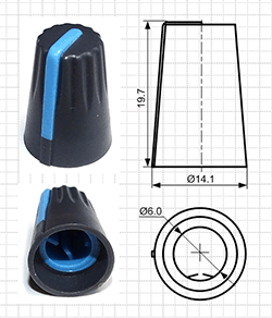 Ручки пластиковые для потенциометров серии BLKN14x20-F6