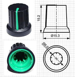 Ручки пластиковые для потенциометров серии BLKN15.3x15-D6