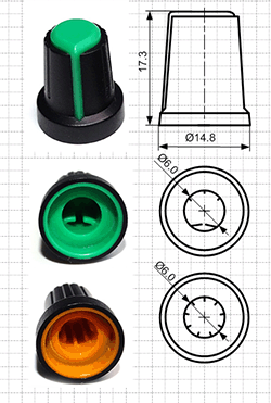 Ручки пластиковые для потенциометров серии BLKN15x17-D6