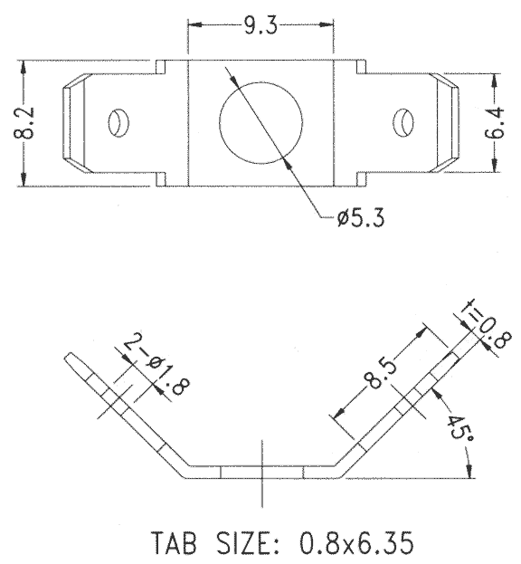 PC2L25005,  6,35  2x45.      D.=5,3