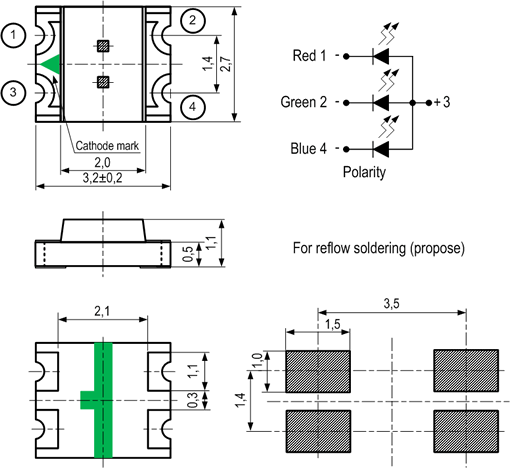 SMD 1210 FULL-COLOR:  RGB       