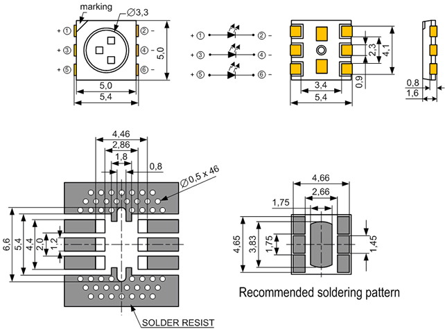 SMD 3020 TOP: светодиоды для поверхностного монтажа
с верхним излучением