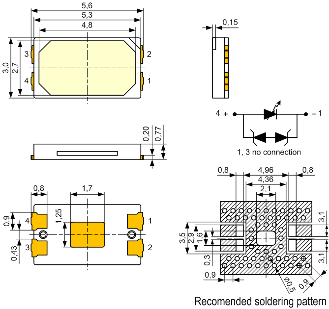 SMD 5730: светодиоды повышенной яркости для поверхностного монтажа