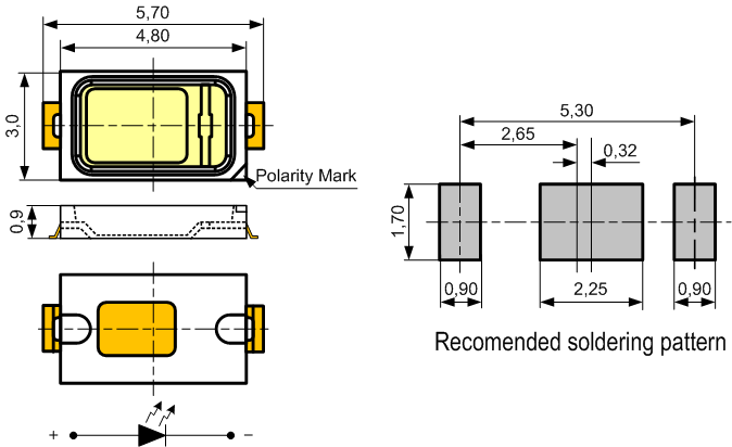 SMD 5730: светодиоды повышенной яркости для поверхностного монтажа