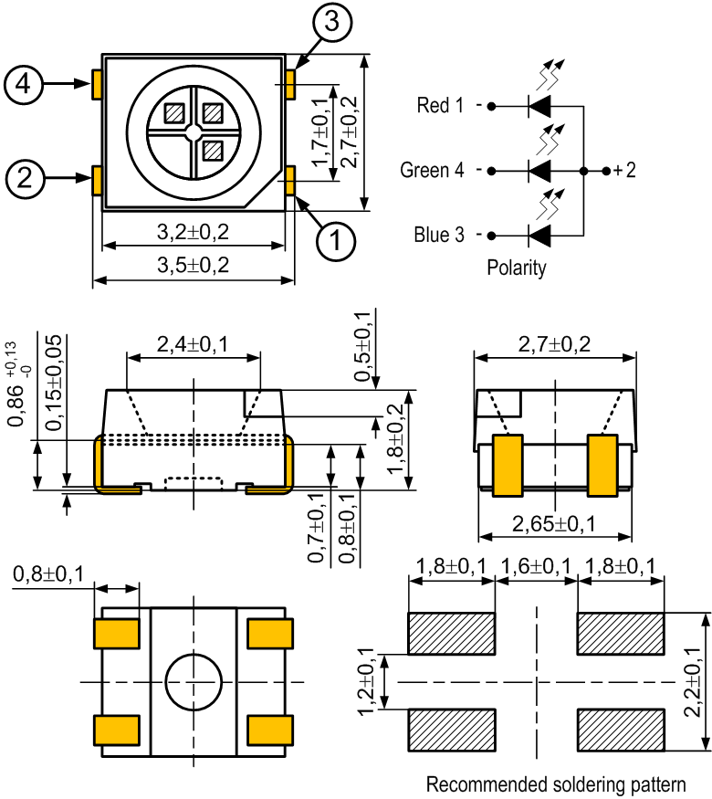 PLCC 3528 FULL-COLOR:  RGB       