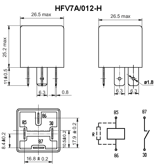 HFV7A, Реле автомобильные