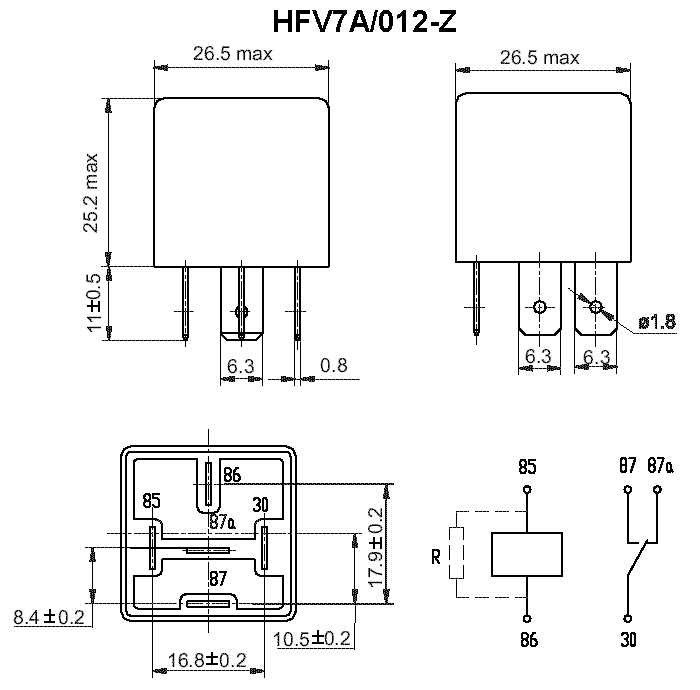 HFV7A, Реле автомобильные