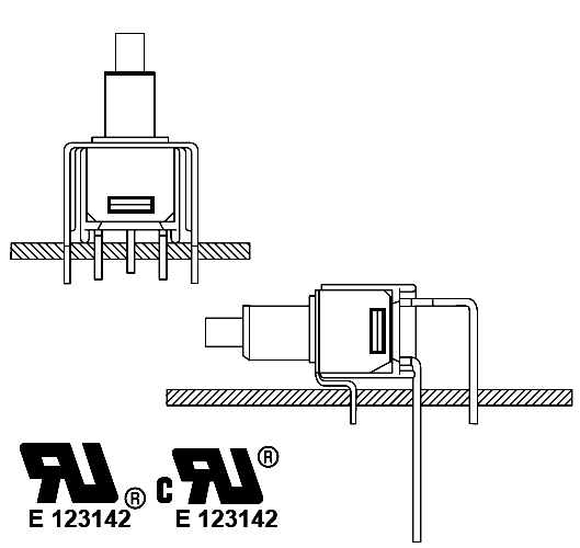TS40-P серия, Кнопочные переключатели (PUSH), Sealed Sub-Miniature Push button Switches