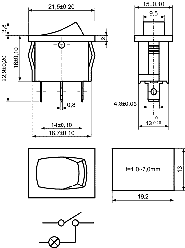 KCD1-B2-101N81RBA, Серия KCD, Клавишные переключатели
