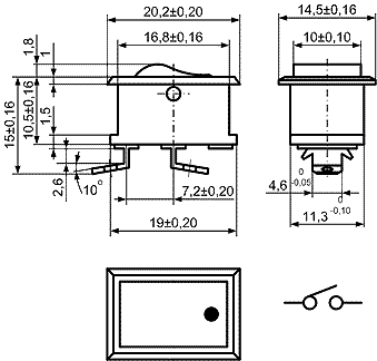 KCD1-118-101O92EBB, Серия KCD, Клавишные переключатели