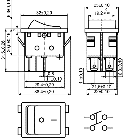 KCD4-JK1-201O11CBBNA, Серия KCD, Клавишные переключатели