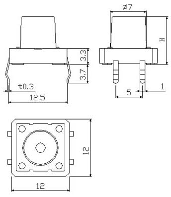TSK12H, 12x12 holes hat pin type touch,   (TACT)