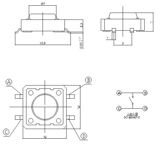 TSTP12H, 12x12 patch touch switch,   (TACT)