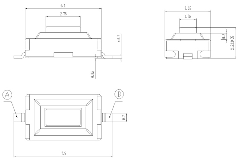 TSL3625, 3x6x2.5 SMD touch stretch cover,   (TACT)