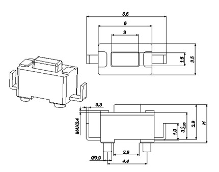 TST36HU, 3x6 U-type positioning touch switch,   (TACT)