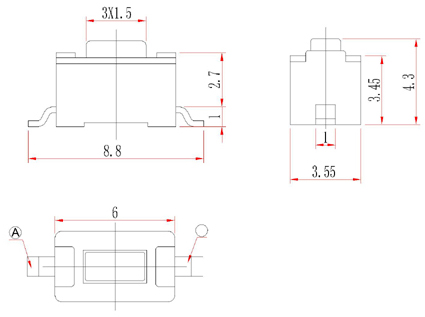 TSTP36H, 3x6 SMD-free positioning touch switch,   (TACT)