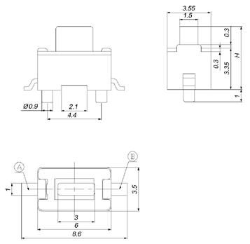 TSTP36HT, 3x6 patch touch with positioning,   (TACT)