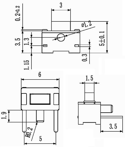 TSY36HFT, 3x6 tact switch with positioning pins,   (TACT)
