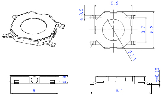 TS4408, 4x4 Lid Waterproof touch Switch,   (TACT)