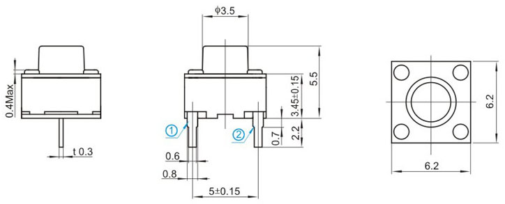 TS66HDJ-4, 6x6 short legs touch,   (TACT)
