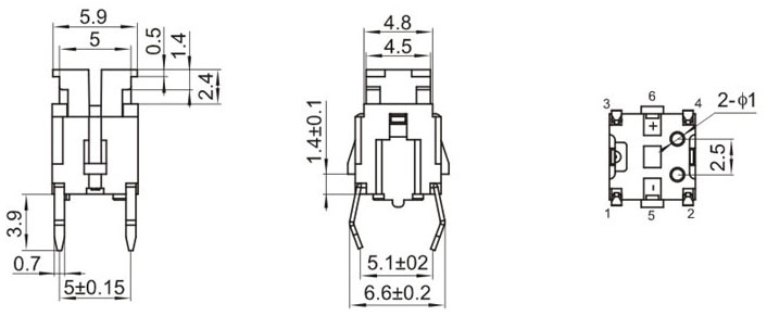 TSD66B, 6x6 with light touch switch,   (TACT)
