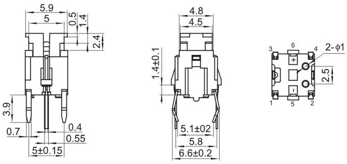 TSD66D, 6x6 with light touch switch,   (TACT)