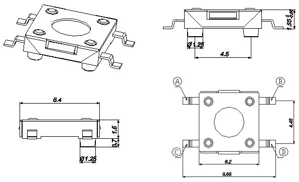 TSTP015, 1,5 Block level orientation thin touch switch,   (TACT)