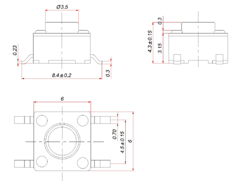 TSTP66H, 6x6 SMD Type Tact Switch, Тактовые переключатели (TACT)