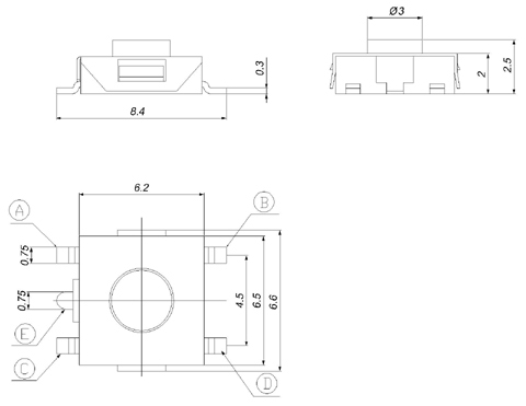 TSTPH, Five-foot square patch Block Tact Switches, Тактовые переключатели (TACT)