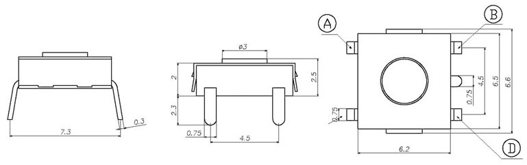 TSTPHM, a foot cover-line-type flat seating touch switch, Тактовые переключатели (TACT)