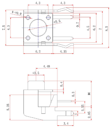 TSZJ66H, 6x6 support touch switch, Тактовые переключатели (TACT)