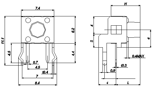 TSZJ66HX1, 6x6 support touch switch, Тактовые переключатели (TACT)