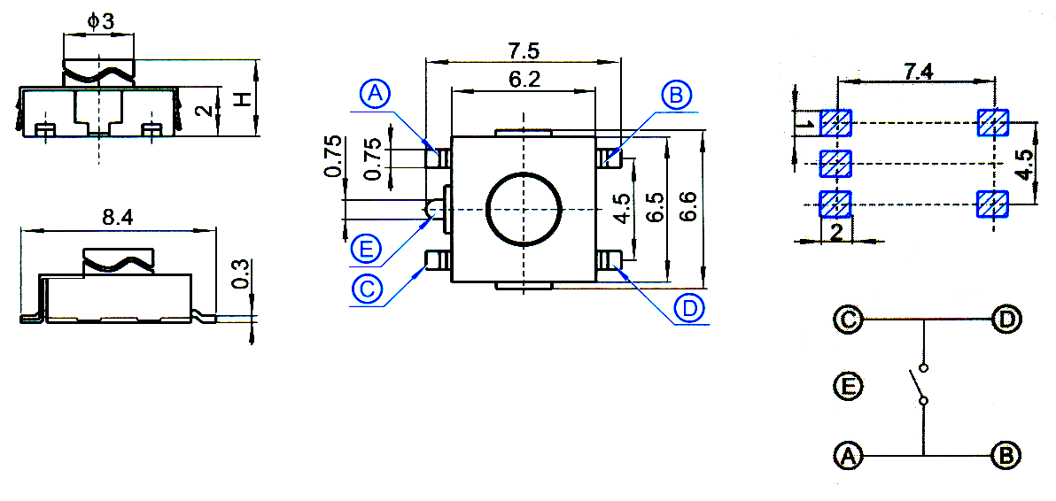  TSTPCBH, 6x6 SMD Tact Switches,   (TACT)