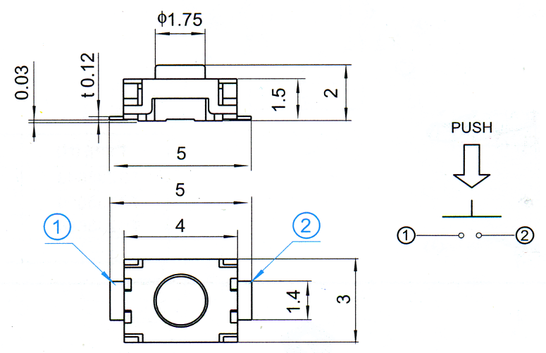 TSY3420-2T, 3x4 touch switch,   (TACT)
