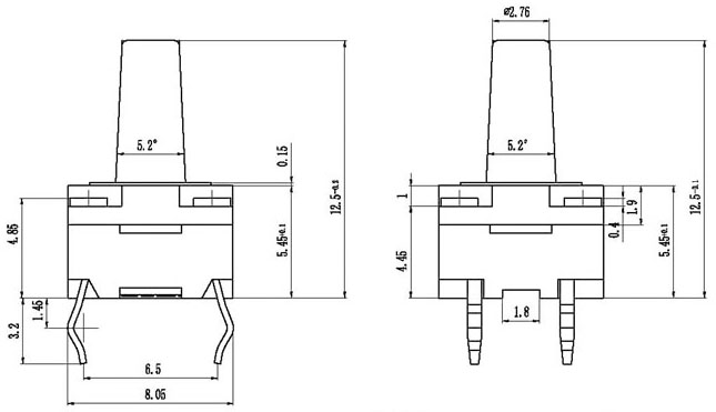 WS88H Waterproof 8x8, Тактовые переключатели (TACT)